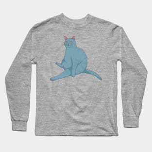 Disgruntled Blue Cat Long Sleeve T-Shirt